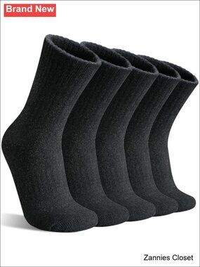 ✨ Merino Wool Hiking Socks 5 Pairs Women Warm Thermal Crew Boot Socks
